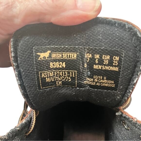 Red Wing Irish Setter Work Boots Mens 7 Brown Leather 83624 Safety Steel Toe - Picture 8 of 10